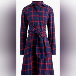 J Crew Plaid Tie-waist Flannel Shirt Dress. Size 4.